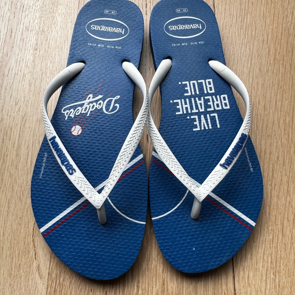 Havaianas Blue and White Flip Flops